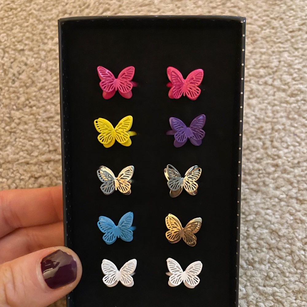 Colorful Butterfly Ring Set